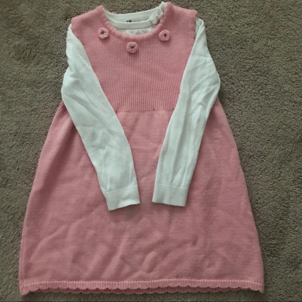 Winter Knitted Dress and Sweatshirt Set for Girls